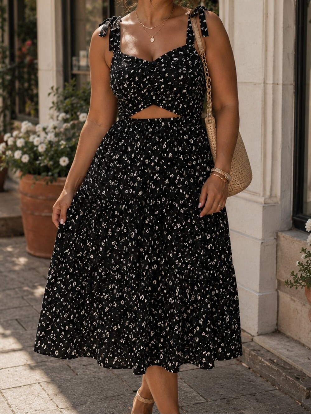 Leopard Cut Out Dress Chic Vacation Brunch Outfit
